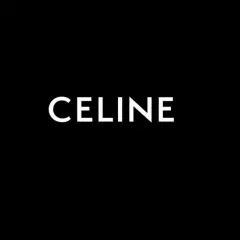 Biały napis CELINE na czarnym tle. Luksusowa marka Celine.