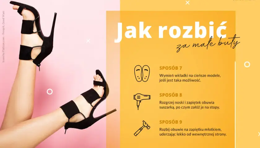Jak rozciągnąć buty: wymień wkładki, rozgrzej suszarką lub delikatnie uderzaj młotkiem.