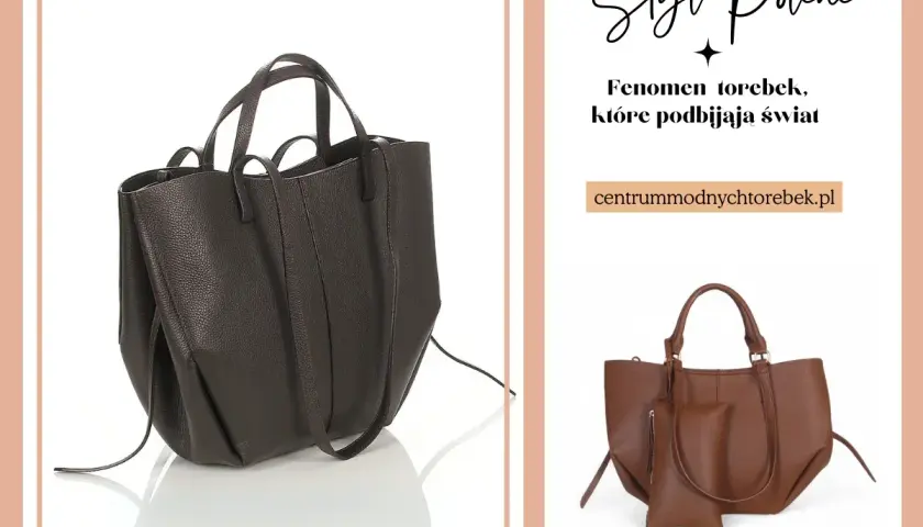 Eleganckie włoskie marki torebek, które podbijają świat. Brązowa shopperka i mniejsza torebka na ramię.
