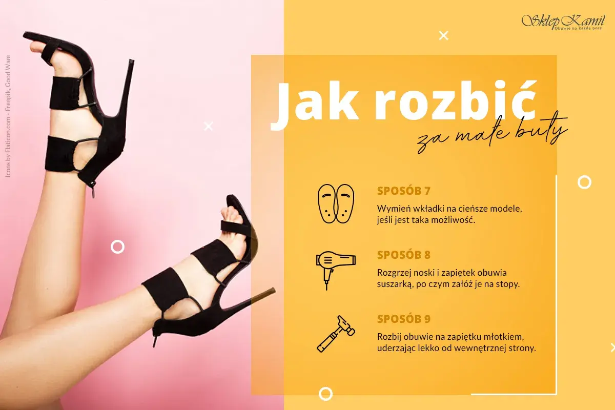 Jak rozchodzić szpilki? Wymień wkładki, rozgrzej suszarką lub delikatnie rozbij młotkiem.